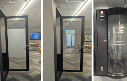 調光フィルムKasmy-透明テレキューブへの施工